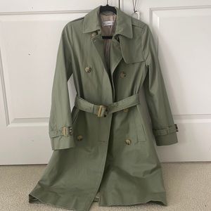 Green belted trench coat Mango xs